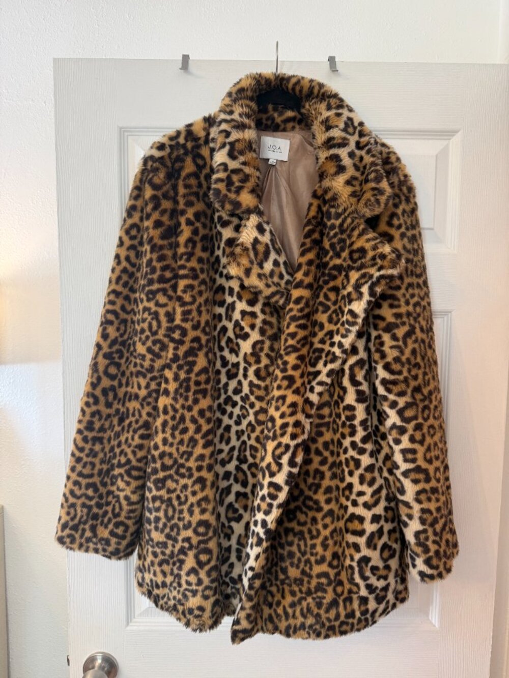 J.O.A. leopard print faux fur jacket in size Medium